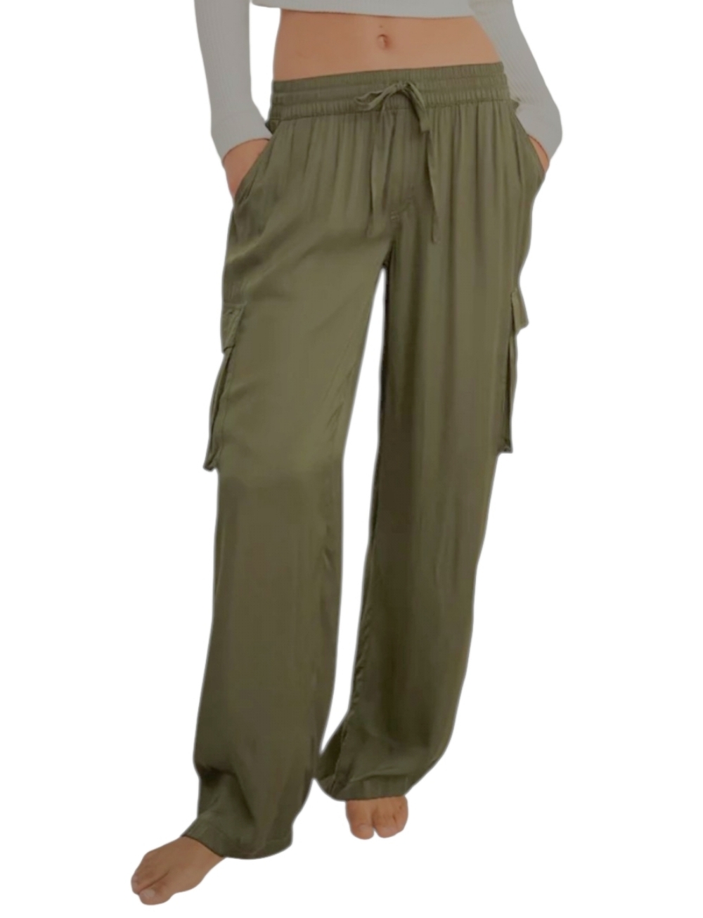 aerie Olive Green Wide-Leg Cargo Pants